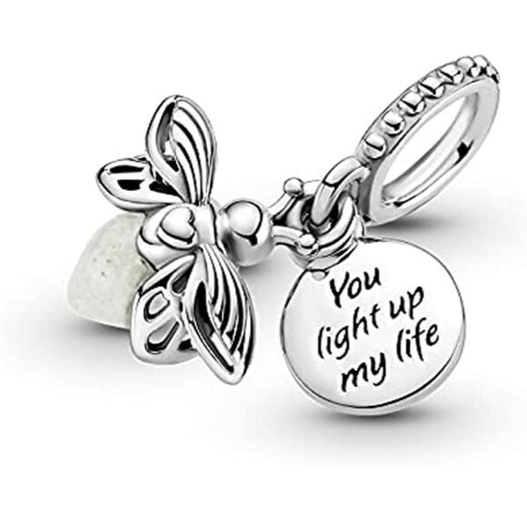 925 Silver Glow in the Dark Firefly Charm - Picture 1 of 8